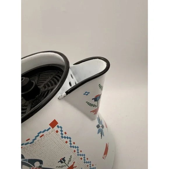 Vintage 9" Enamel Coffee Hot Water Pot, Berggren Hinged, Swedish D13 - Picture 9 of 12